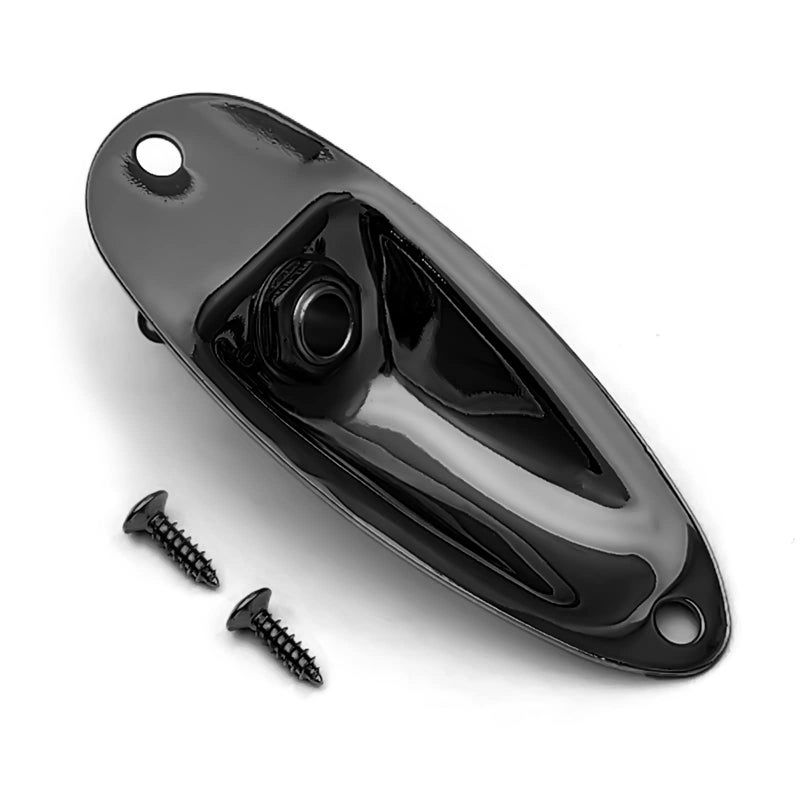 MAXCHEER Guitar Input Jack Socket Plate Output Loaded Boat Style 1/4 Inch with Screws for Fender Stratocaster Strat St Mono Electric Guitar for Electric Guitar Replacement Parts (black) - Image 1
